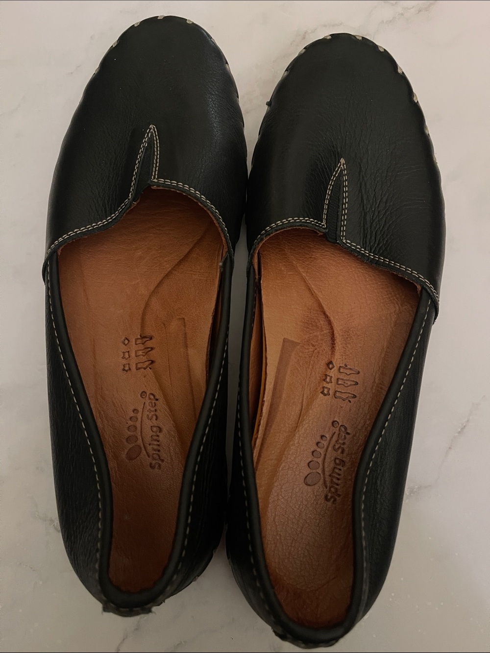 Spring Step Black Leather Slip-On Loafers for Men